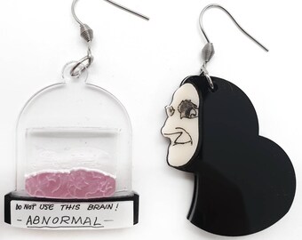 Asymmetric pendant earrings brain ab acrylic plexiglass laser cutting