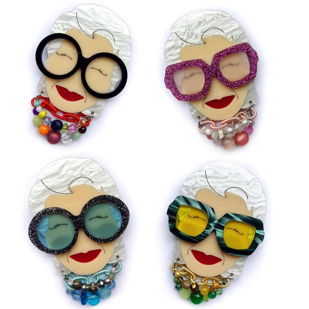 Maxi Iris Brooch Triple Chain Acrylic Plexiglass Laser Cut