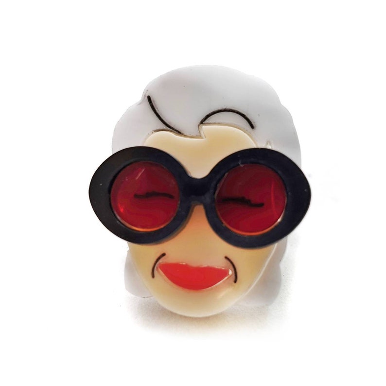 Adjustable ring maxi Iris Apfel eyeglasses round eyelets style icon plexiglass laser cut