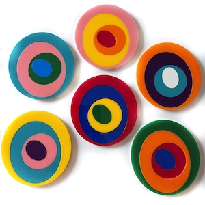 Kandinsky Inspired Acrylic Coasters, Set of 6 Round Laser Cut Abstract Art Drink Coasters, Colorful Modern Home Decor,Single Piece Available