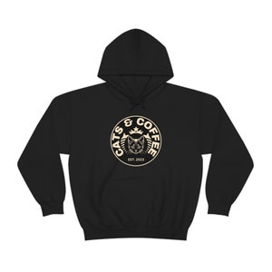 Sudadera unisex con capucha de mezcla pesada Cats & Coffee