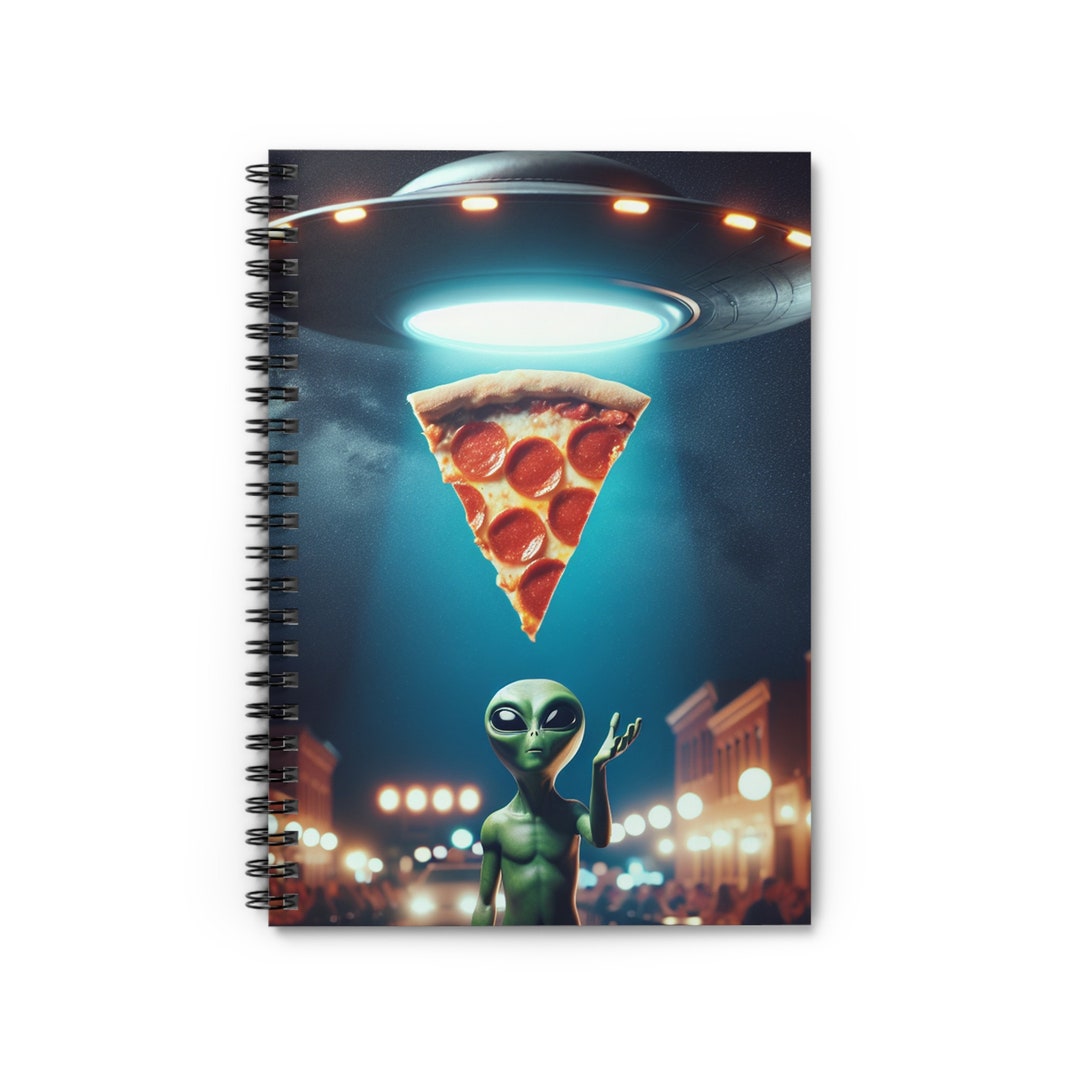 Pizza Alien UFO Spiral Notebook - Ruled Line - Etsy