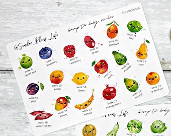 ¡MEJOR VENDIDO!  Pegatinas de cuenta regresiva del embarazo SMILEY Fruit / Planificador de embarazo / Baby Bump / Pegatinas de calendario / Pegatinas de semanas de embarazo