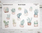 NEW Watercolor Houseplants Stickers potted houseplants terrarium succulents stickers for planners scrapbooking journaling and decorating