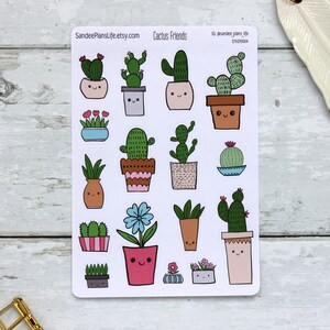 Stickers décoratifs Cactus Friends pour agendas, journaux, enveloppes | Plantes d'intérieur | Fleurs Plantes Cactus Plantes En Pot