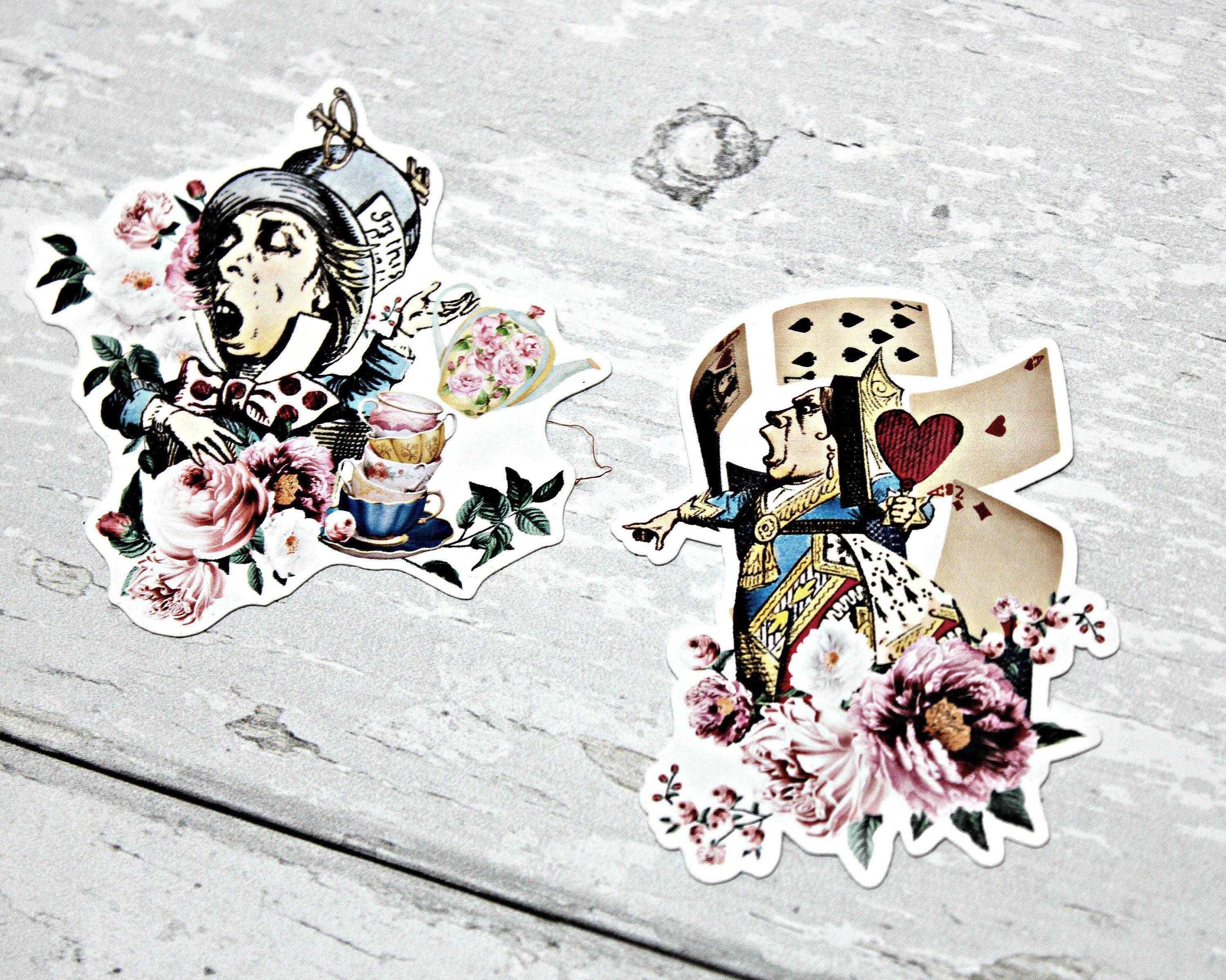 Alice in Wonderland Vintage Stickers White Rabbit Mad Hatter Whimsical ...