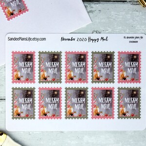 Naklejki znaczków Happy Mail | Merry Mail | Znaczki świąteczne | Dekoracyjne znaczki pocztowe | Znaczki zimowe | Naklejki pocztowe | Tylko dla zabawy