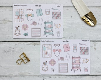 Planner Space Stickers | Planner Girl | Journal Cart Washi Tape Holder Pencil Holder Flatlay Desktop Planner Accessories & Supplies