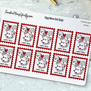 Happy Meow Cat & Heart "Stempels" | Namaakpostzegels | Postannulering | Liefdesbrieven Valentines Snail Mail Happy Mail Decoratie