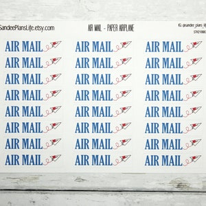 Pegatinas de correo aéreo / Avión de papel / Vía correo aéreo / Par Avion / Snail Mail / Happy Mail / Postcrossing Postales Sellos postales Pegatinas