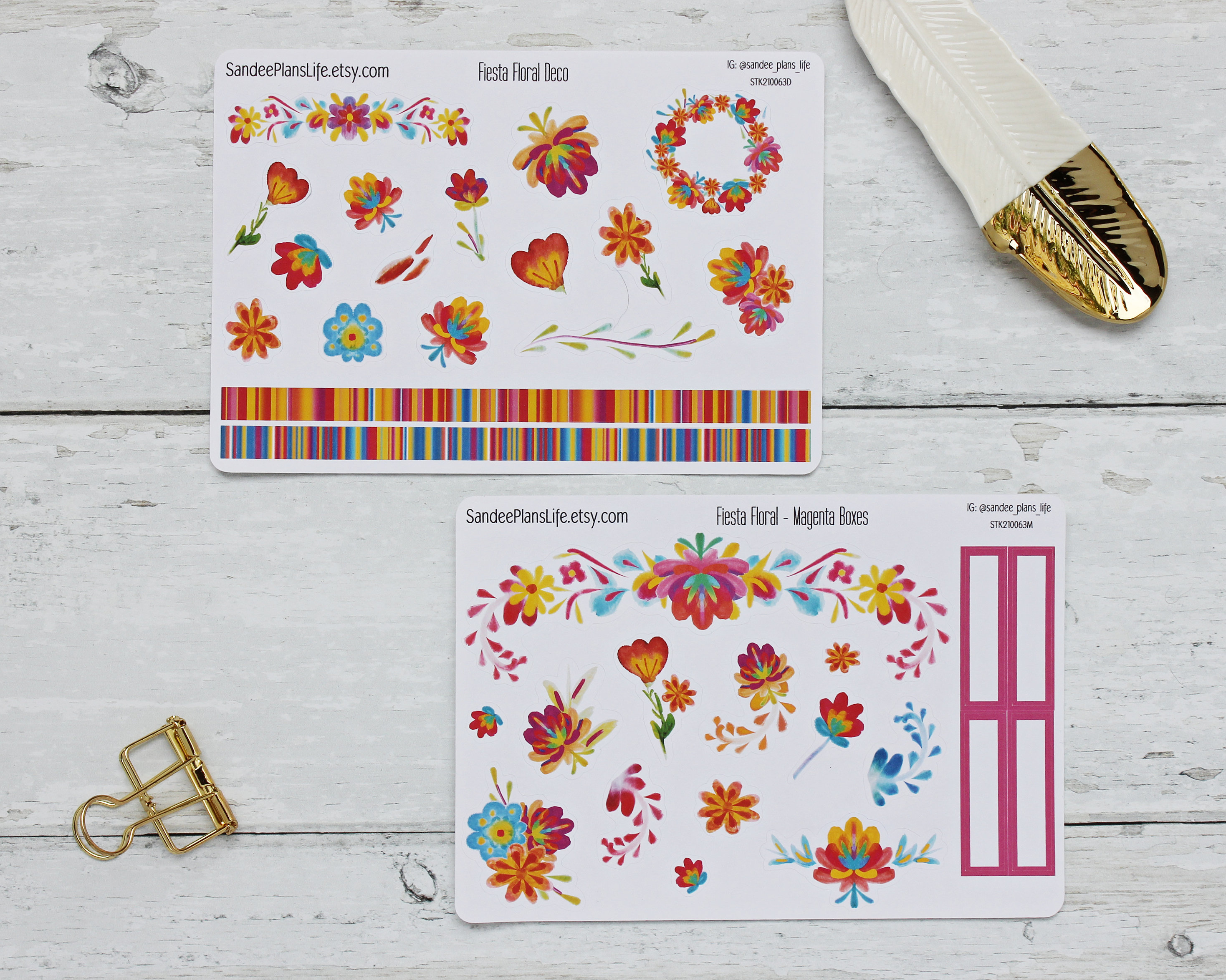 Mexico Fiesta Floral Watercolor Sticker Whimsical Bright Floral Stickers Washi Strips Colorful mall FunctionLabel Boxes