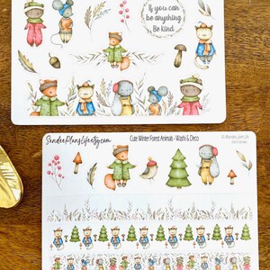 Stickers animaux de la forêt hiver automne bandes Washi | Stickers décoratifs pour agenda journal A2 compatibles | Stickers animaux aquarelles mignons