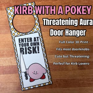 Kirb with Pokey - Enseigne pour bouton de porte. (Livraison gratuite aux États-Unis)