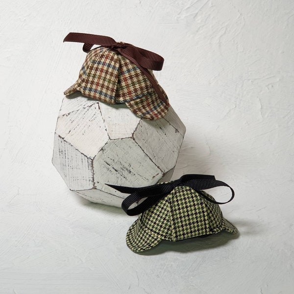 Sherlock Holmes Deerstalker Houndstooth Hat for small pet small animals Dog Guinea Mini pigs wool or polyester by Hedgehog Vogue Pinkismart