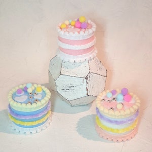 Birthday Cake Felt Hat- Photo prop - 2&quot; diameter mini hat for humans or small pets (Cat Dog Guinea Pig Ferret Rabbit Chinchilla Mini Pig)