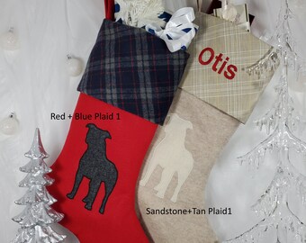 Pitbull Christmas Stocking, Dog Christmas Stocking.  Size: 8.5" Cuff, 12" Foot, 20'' Tall, Pit Bull Stocking
