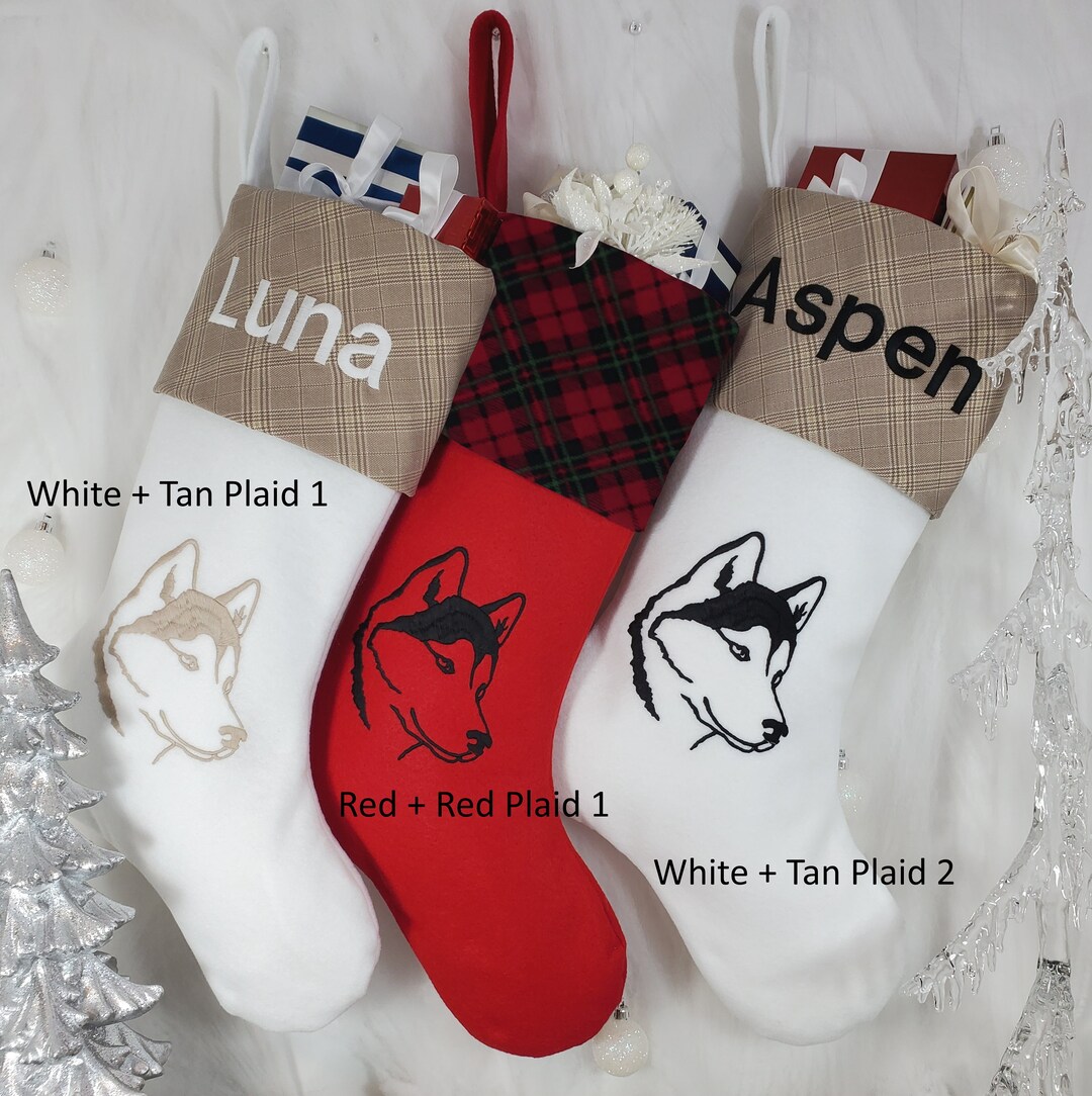 Husky Christmas Stocking With New Larger Embroidered Husky. Stocking