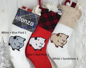 Guinea Pig Christmas Stocking in Various Colors & Designs for Your Favorite Pet Guinea Pig. Stocking Size: 8.5" x 20'' x 12" Personalized