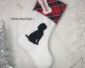 Beagle Christmas Stocking, Dog Christmas Stocking. Stocking Size: 8.5" Cuff, 12" Foot, 20'' Tall