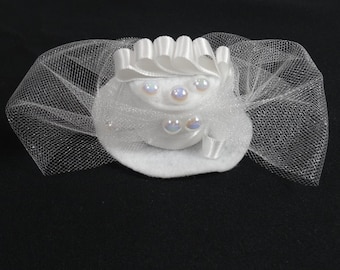 Sombrero de boda con perlas blancas de erizo Vogue para mascota pequeña, niña, conejillo de indias, hámster, animales pequeños, mini tocado para mascota, sombrero de copa para montar