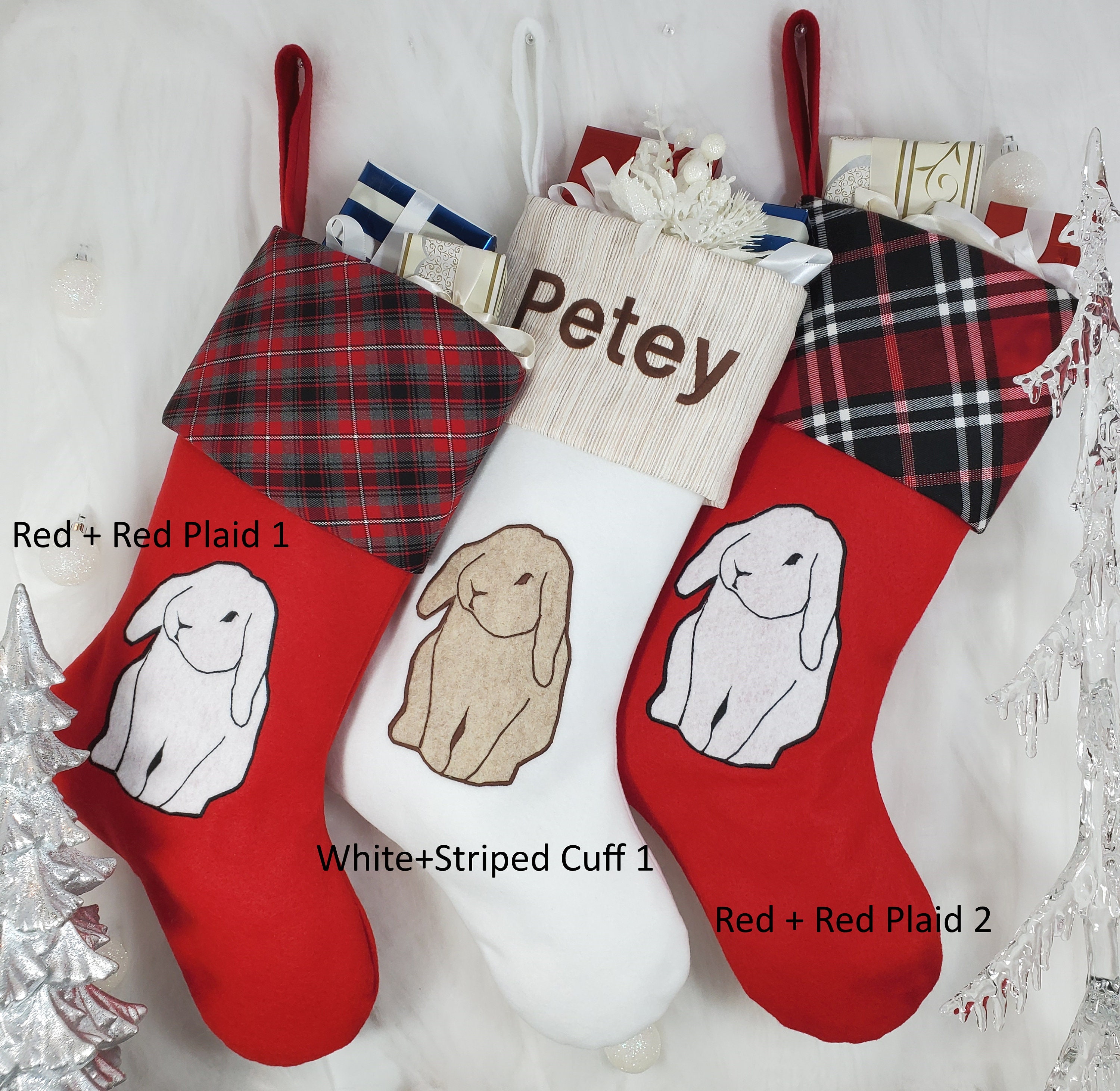 Bunny Christmas Stocking, Rabbit Christmas Stocking, Pet Christmas St…