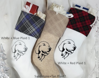 Golden Retriever Christmas Stocking with Embroidered Golden Retriever for Your Favorite Pet Dog. Stocking Size: 8.5" x 20'' x 12"