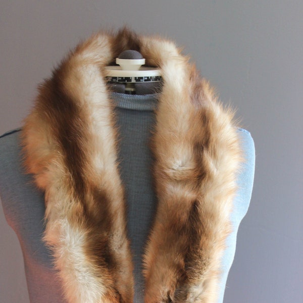 Vintage Fur Boa Scarf  - Fox Fur - Blonde & Brown - AF Schwalbe Toledo - Scarf / Collar / Boa