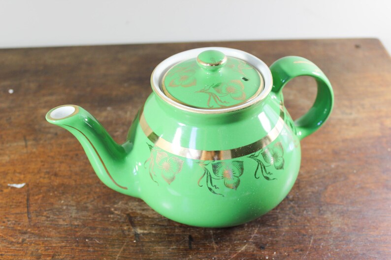 Vintage Hall Teapot Green & Gold Tea Pot Hall Ceramic 032 6 Etsy