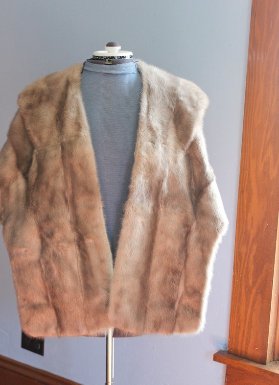 Vintage Evans Fur Blond Mink Coat Cape Shawl / Sto