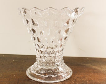 Cubist Glass Vase Vintage Indiana Glass Whitehall - Flower Vases - Glass Home Decor - Farmhouse Style -- Wedding Decor