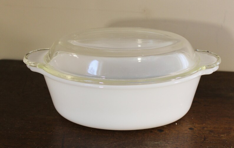 White Milk Glass Fire King Covered Casserole Dish 1.5 Qt 1.5 Etsy
