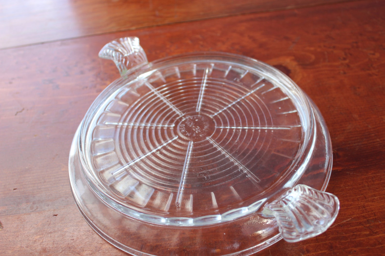 Vintage Fireking Clear Glass Hot Plate Trivet Hotplate With Handles