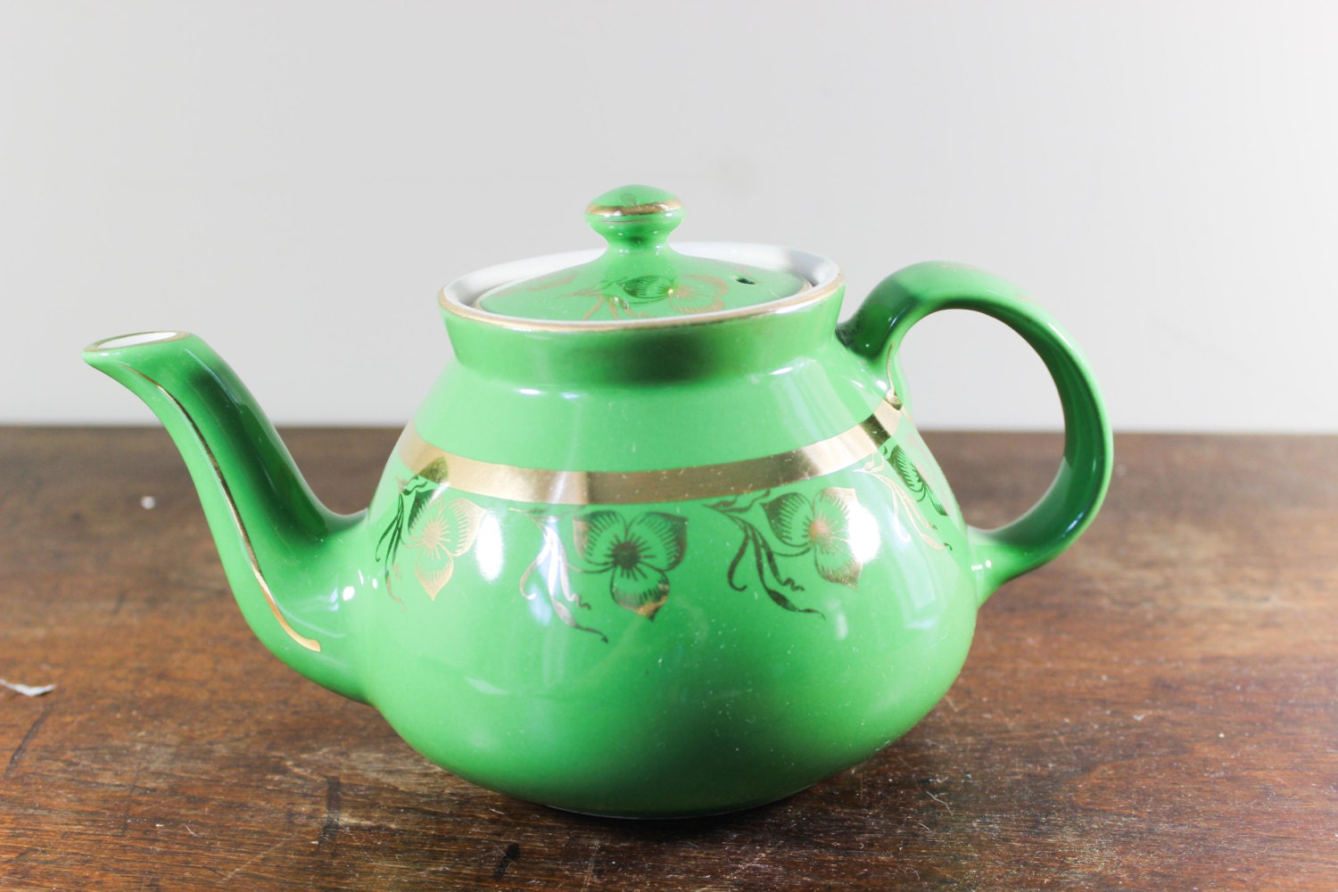 Vintage Hall Teapot Green & Gold Tea Pot Hall Ceramic 032 6 Etsy