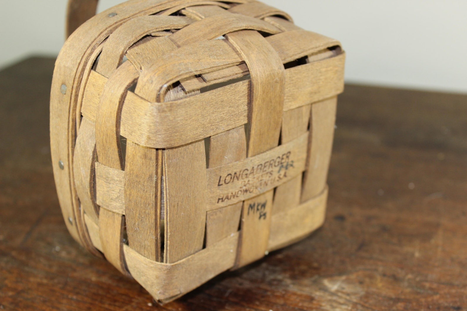 Collectible Longaberger Basket 1985 Small Square Basket Artist Signed