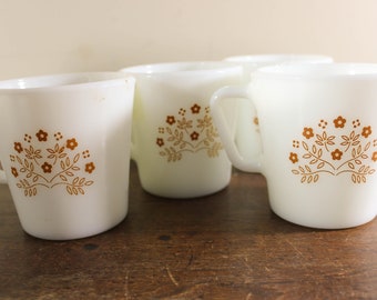 Pyrex Summer Impressions Set of 4 Milk Glass Mug Vintage Pyrex Corelle 1410