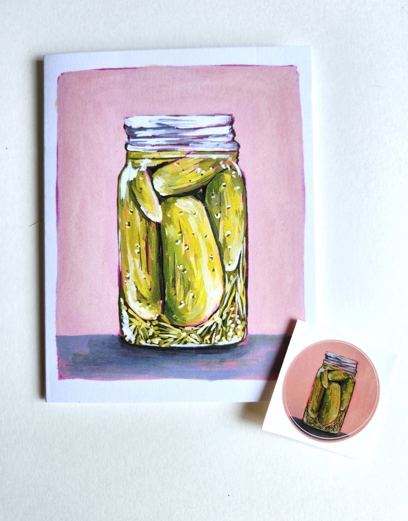 Greeting card of a jar of pickles image 3