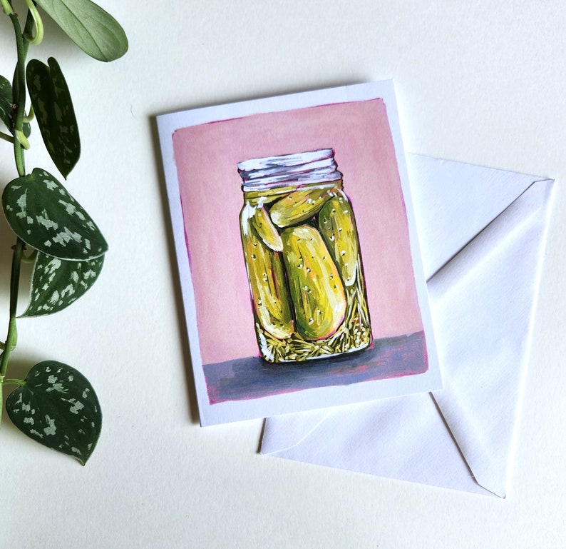 Greeting card of a jar of pickles image 1