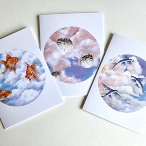 Greeting card of pufferfish in the sky image 4