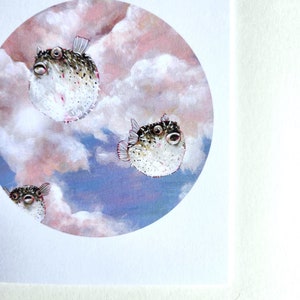 Greeting card of pufferfish in the sky image 3