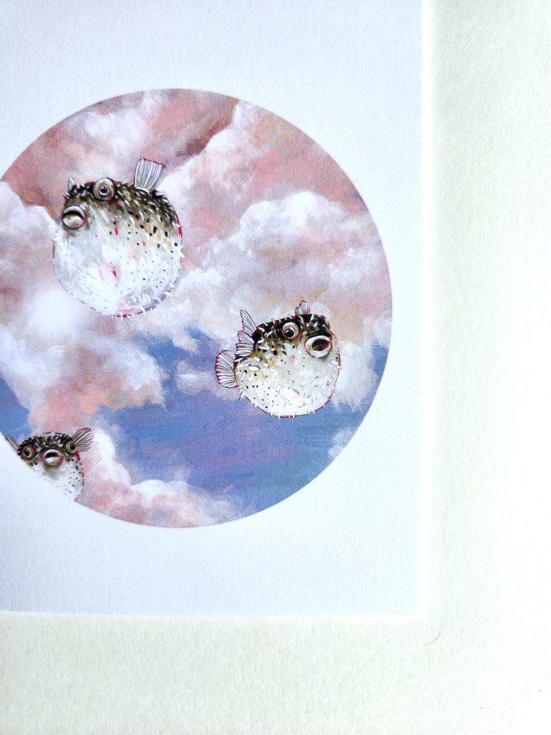 Greeting card of pufferfish in the sky image 3