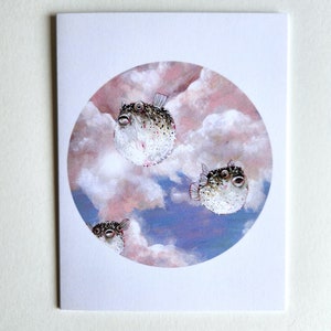 Greeting card of pufferfish in the sky image 2