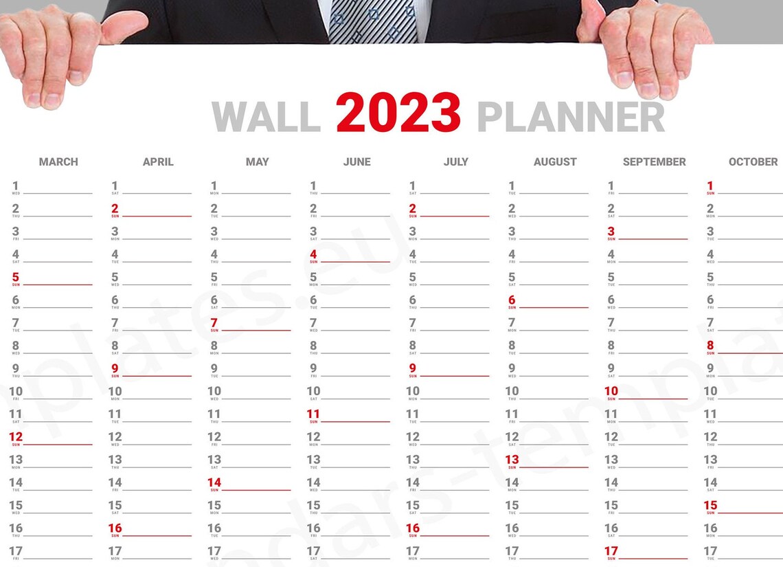 2023 Year Wall Planner. Modern Landscape Year Wall Planner Template