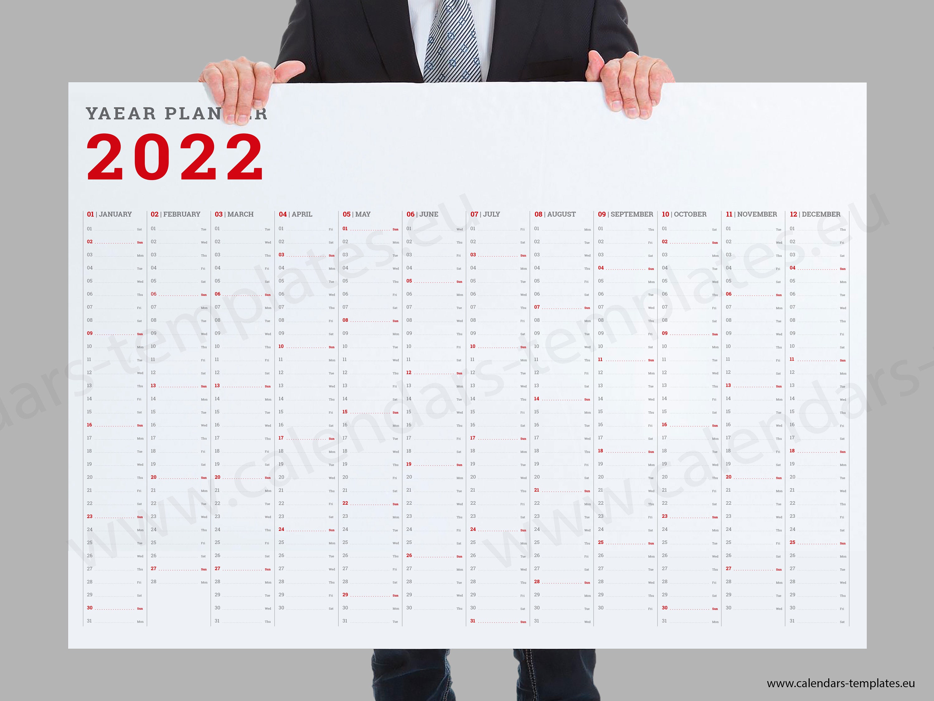 2022 Year Planner. Big Yearly Horizontal Wall Planner for 2022 Etsy