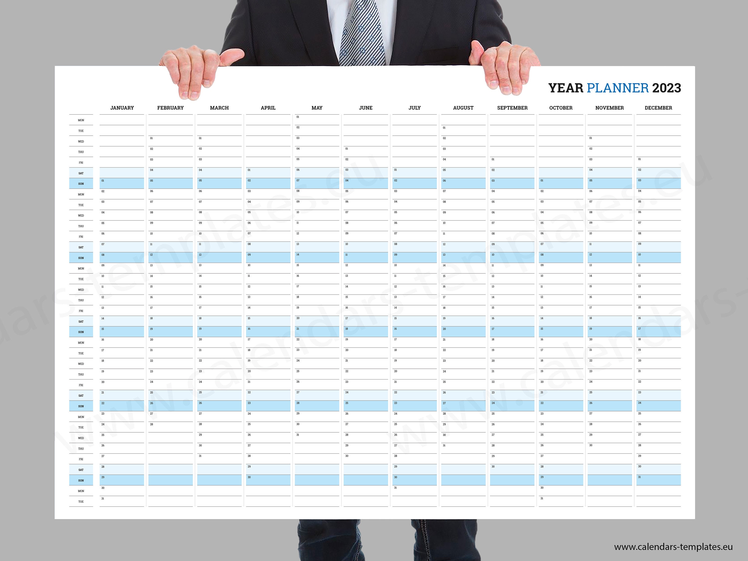 2023 printable wall planner calendar horizontal large wall year