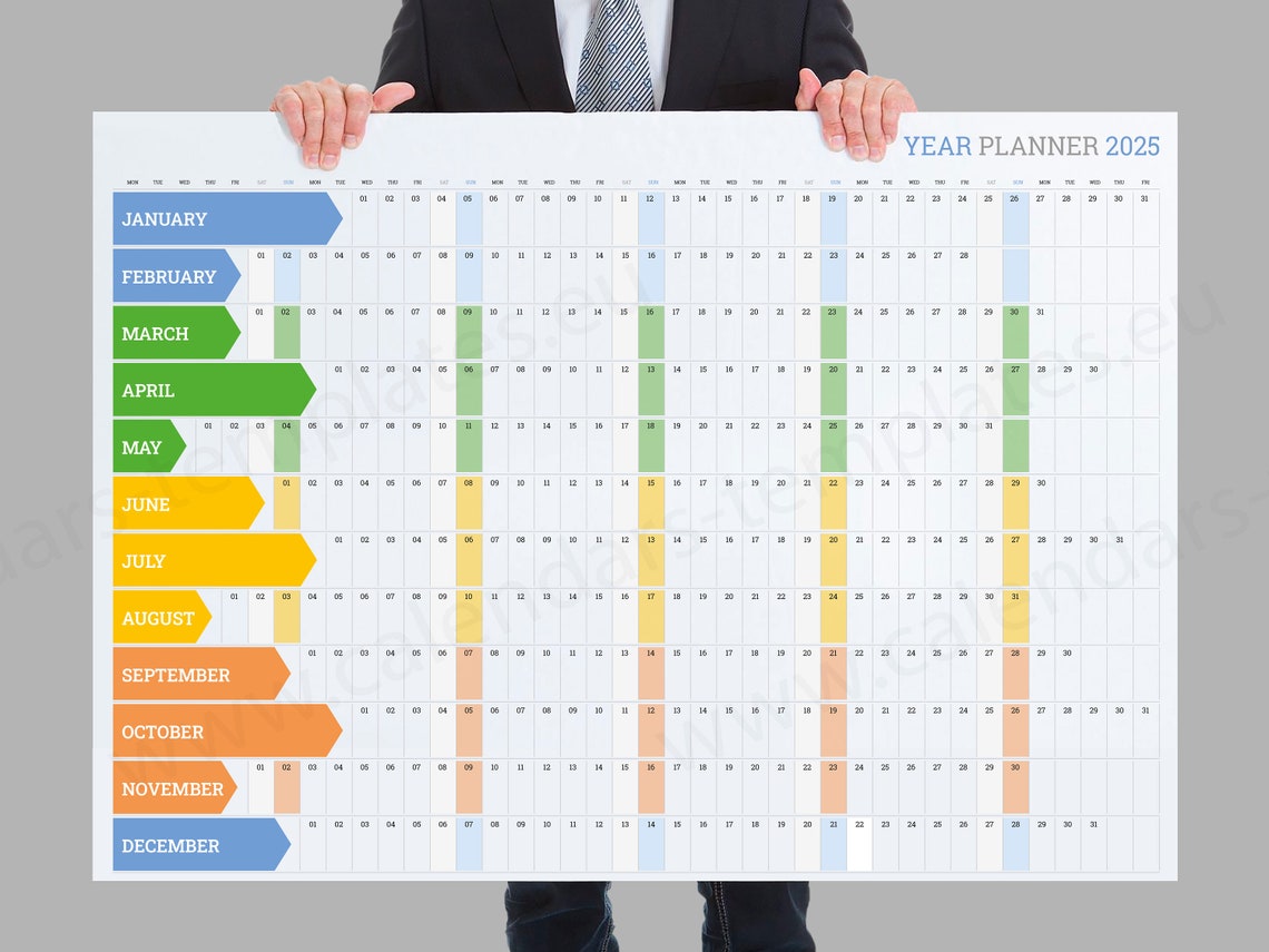 2025 Wall Planner. Printable Yearly Wall Planner Calendar Agenda for ...