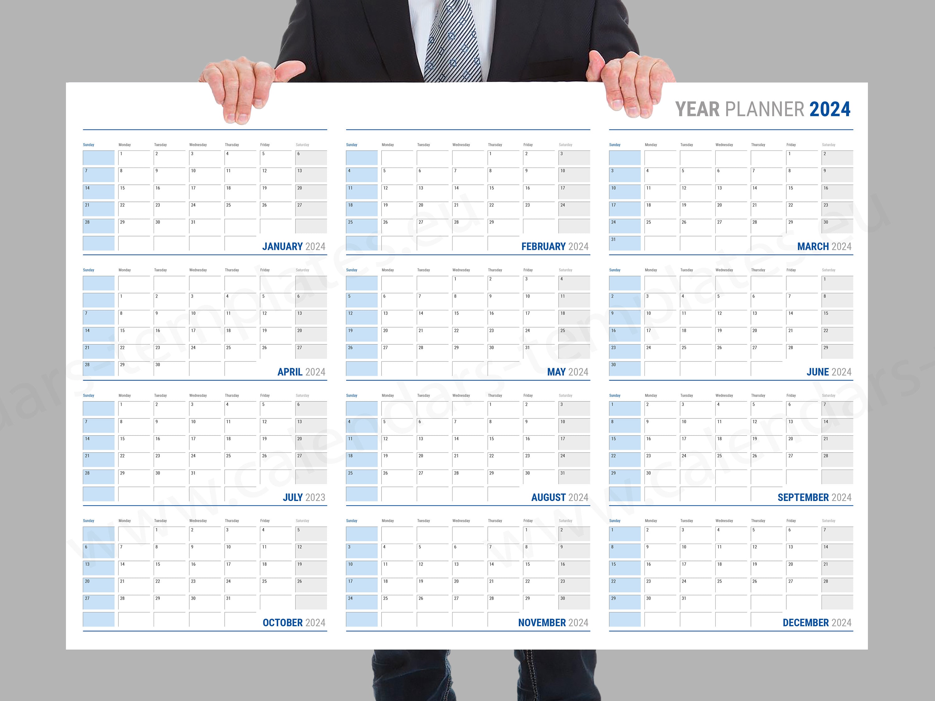 Buy 2024 Big Yearly Horizontal Annual Printable Wall Planner Calendar Agenda  KP-W16 Online in India 