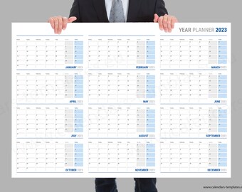 2023 Big Yearly Horizontal Annual Printable Wall Planner Calendar Agenda - KP-W16