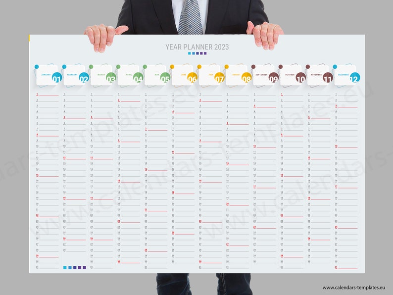 2023 Year Wall Planner. Modern Landscape Year Wall Planner Template Calendar KP-W37 image 1