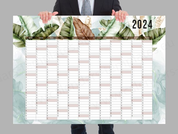 2024 Year Wall Planner Agenda Calendar Template KP-W27 - Etsy