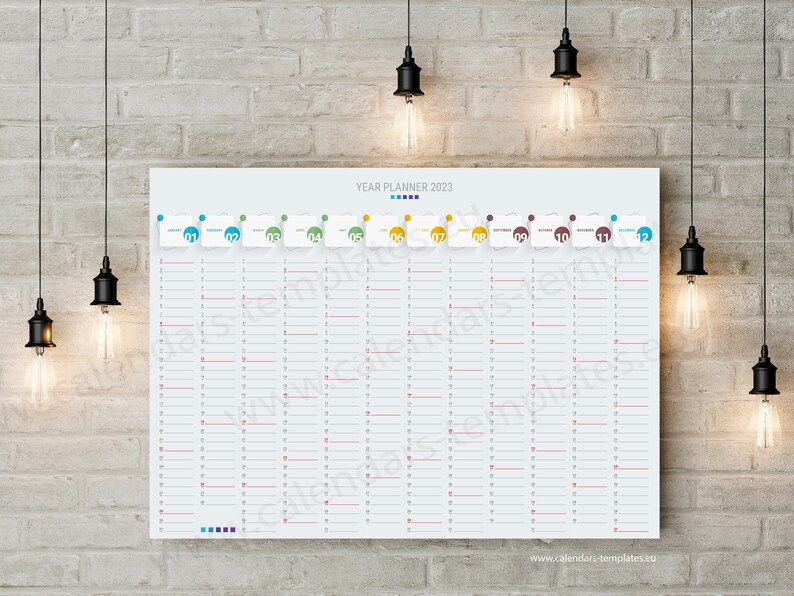 2023 Year Wall Planner. Modern Landscape Year Wall Planner Template Calendar KP-W37 image 2